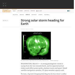 World - Strong solar storm heading for Earth @ Fri Mar 09 2012