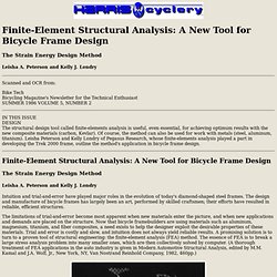 Finite Element Structural Analysis: A New Tool for Bicycle Frame Design, by Leisha A. Peterson and Kelly J. Londry