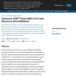 Structure of M pro from SARS-CoV-2 and discovery of its inhibitors