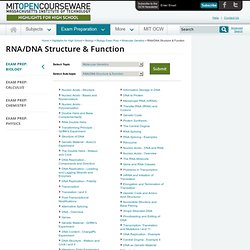 Free Online MIT Course Materials for High School | RNA/DNA Structure & Function | MIT OpenCourseWare