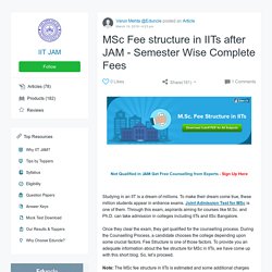 MSc Fee structure in IITs after JAM - Semester Wise Complete Fees