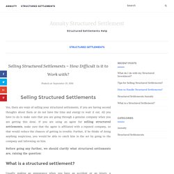 Selling Structured Settlements
