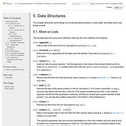 5. Structures de données — Documentation Python 3.8.3rc1