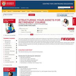 Structuring Your Assets for Retirement Course - Courses Training Learn