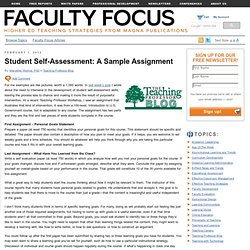 Student Self-Assessment: A Sample Assignment