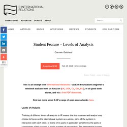 Student Feature - Levels of Analysis
