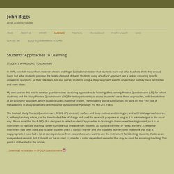 Students’ Approaches to Learning