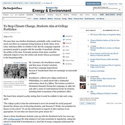 To Fight Climate Change, College Students Take Aim at the Endowment Portfolio