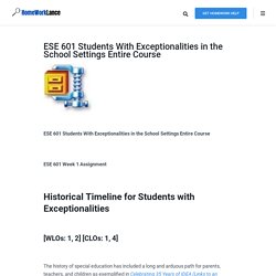 ESE 601 Students With Exceptionalities in the School Settings Entire Course