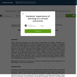Students' experience of learning in a virtual classroom