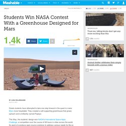 Students Win NASA Contest With a Greenhouse Designed for Mars