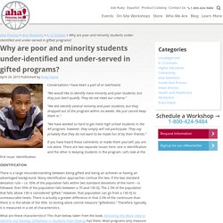 Why students in poverty are under-identified in gifted programs : aha! Process