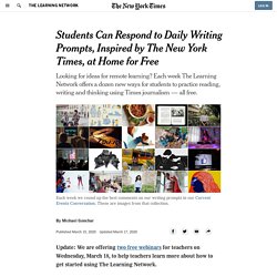 Students Can Respond to Daily Writing Prompts, Inspired by The New York Times, at Home for Free