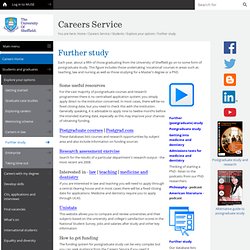 Further Study - Choosing your Career - Students - Careers Service