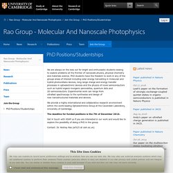 PhD Positions/Studentships — Rao Group - Molecular And Nanoscale Photophysics