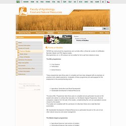 Forms of Studies - Studies - Faculty of Agrobiology, Food and Natural Resources