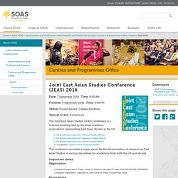 Joint East Asian Studies Conference (JEAS) 2016