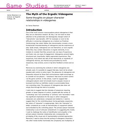 Games Studies 0102: The myth of the ergodic videogame. By James Newman