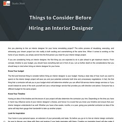 Things to Consider Before Hiring an Interior Designer