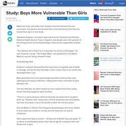 Study: Boys More Vulnerable Than Girls