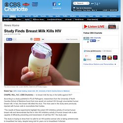 Study Finds Breast Milk Kills HIV