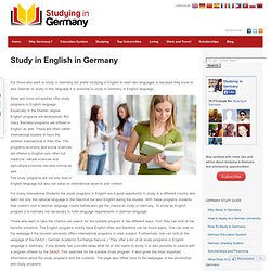Study in English in Germany - Study in Germany