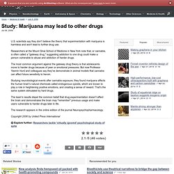 Study: Marijuana may lead to other drugs
