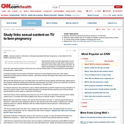 Study links sexual content on TV to teen pregnancy