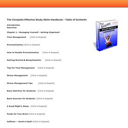 Study Skills Handbook Table of Contents