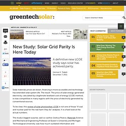 New Study: Solar Grid Parity Is Here Today