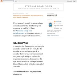 StudyAbroad.co.in: Fulfilling the Australia study visa requirements to study abroad in Australia