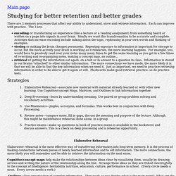 Studying for better retention and better grades