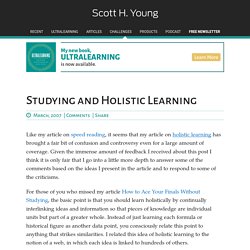 Studying and Holistic Learning