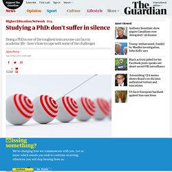 Studying a PhD: don't suffer in silence