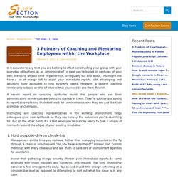 StudySectoin Blog - Pointers of Coaching and Mentoring Employees