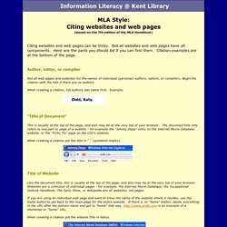 MLA Style:Citing websites and web pages