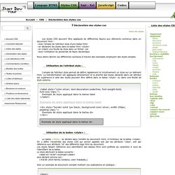 Style CSS - Déclaration des styles css
