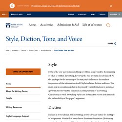 Style, Diction, Tone, and Voice - Wheaton College, IL