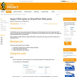 Apply CSS styles to SharePoint Web parts