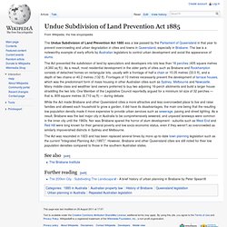 Undue Subdivision of Land Prevention Act 1885