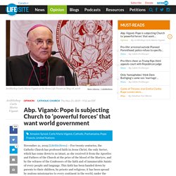 Abp. Viganò: Pope is subjecting Church to ‘powerful forces’ that want world government