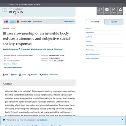 Illusory ownership of an invisible body reduces autonomic and subjective social anxiety responses : Scientific Reports