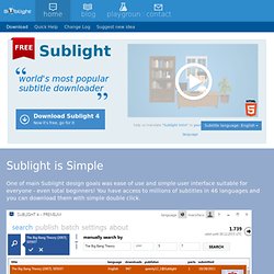 Sublight - World's Most Popular Subtitle Downloader (download subtitles from multiple databases)