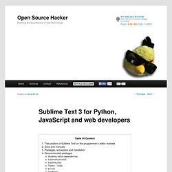 Sublime Text 3 for Python, JavaScript and web developers
