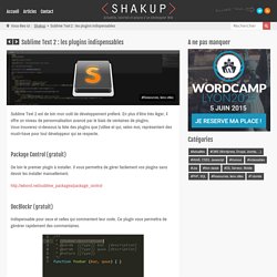 Sublime Text 2 : les plugins indispensables - Shakup