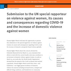 Submission to the UN special rapporteur on violence against women, its causes and consequences regarding COVID-19 and the increase of domestic violence against women