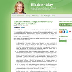 Submission to the Enbridge Northern Gateway Project Joint Review Panel – elizabethmaymp.ca – September 4, 2012