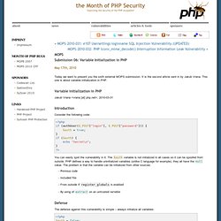 MOPS Submission 06: Variable Initialization in PHP « the Month o