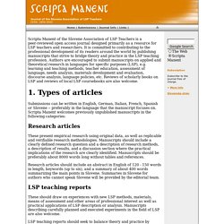 Submissions - Scripta Manent of the Slovene Association of LSP Teachers
