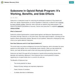 Suboxone in Opioid Rehab Program: It's Working, Benefits, and Side Effects - Medasic Recovery Clinic